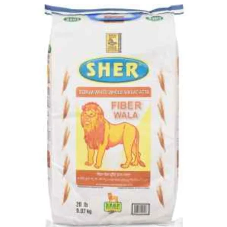 Sher Fiber White Whole Wheat Atta 9.1KG